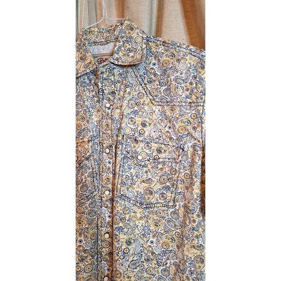 Rafter C Paisley Pearl Snap Mens Western Cowboy Collection Shirt Size M - Picture 3 of 9